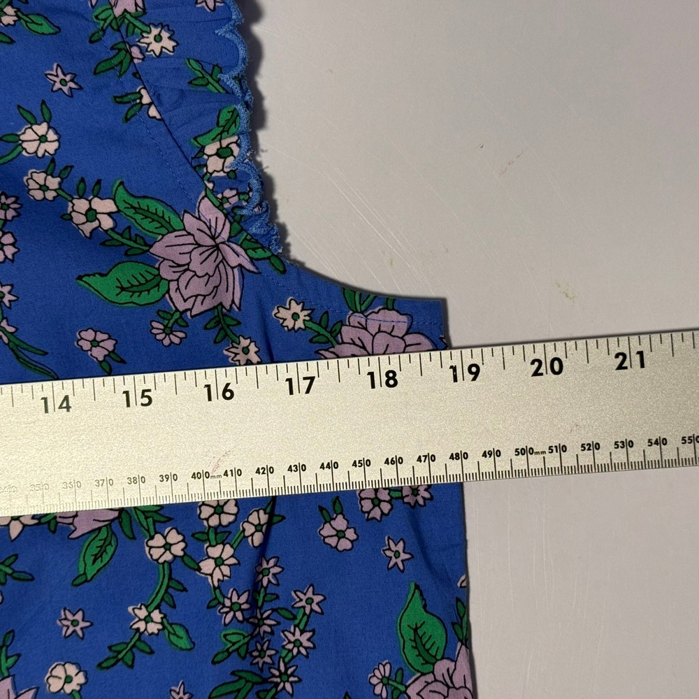 J.Crew Womens Blue Floral Ruffle High‎ Neck Flutter Sleeve Blouse Top Size S - Picture 13 of 16